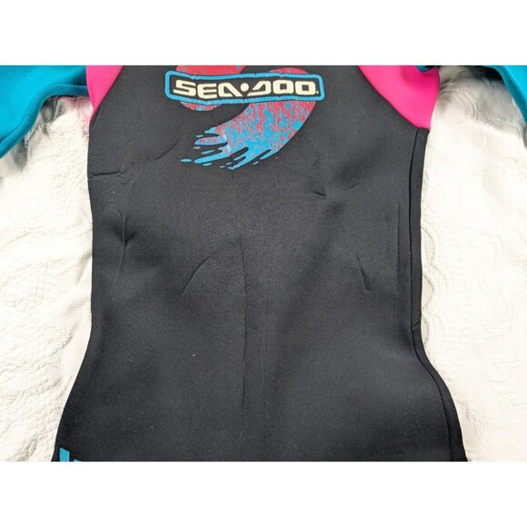 vintage Seadoo wetsuit women's Large Black Pink retro style nylon - Picture 2 of 16